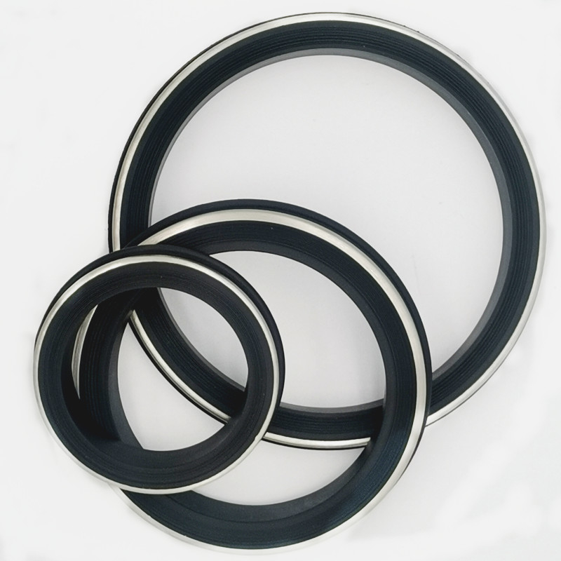 オイル&熱&化学耐性 NBR HNBR FKM PTFE ステンレスバックアップ付きブラックハンマーユニオンシール